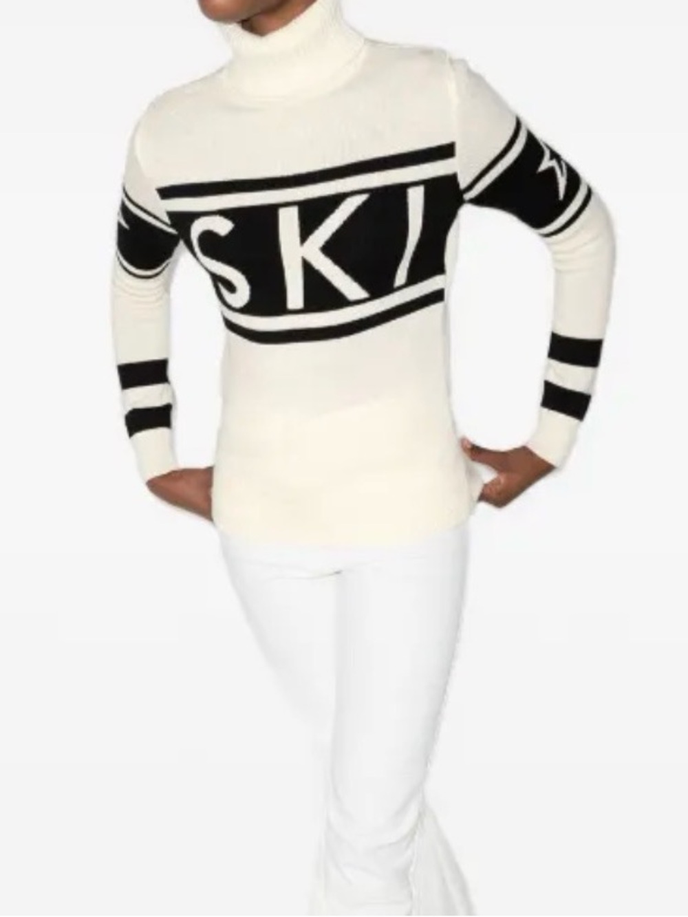 Perfect Moment Schild Merino Wool Sweater Ski XS NWT turtleneck black cream NEW